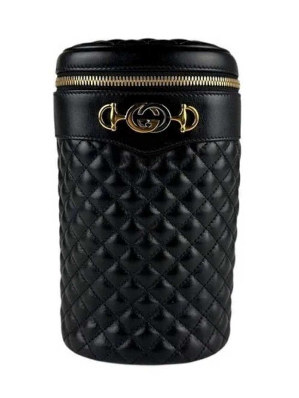 Auth GUCCI Horsebit Zumi Crossbody Shoulder Bag Black/Gold Leather/Metal - z8055
